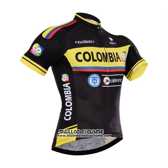 2015 Maillot Ciclismo La colombie Noir et Jaune Manches Courtes et Cuissard